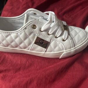 Guess White Quilted Sneakers with Diamond Stitch